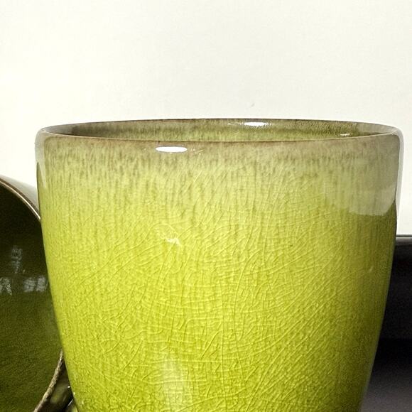 Jars France Tourron Tilleul Avocado Green Stoneware Mugs (Set of 2) - Picture 9 of 15